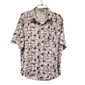 Easy Life Mens Short Sleeve Button Up Shirt Size XL Color Burgundy/White